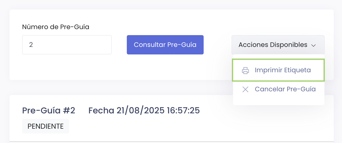 Acciones disponibles