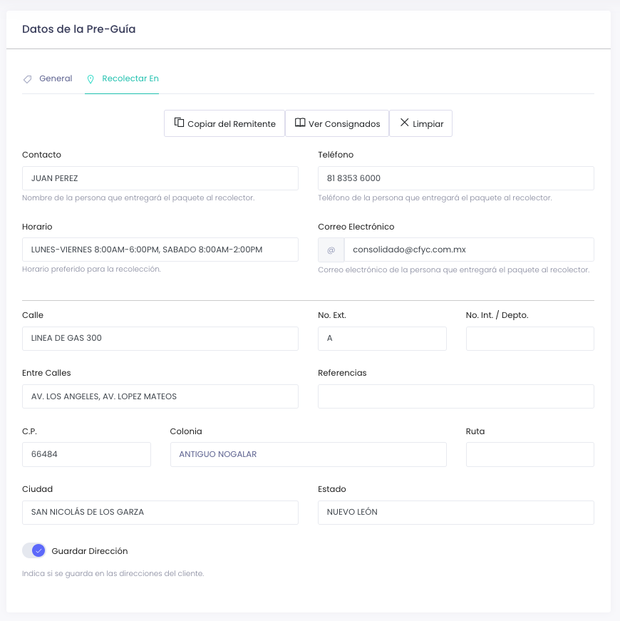Formulario de recolección