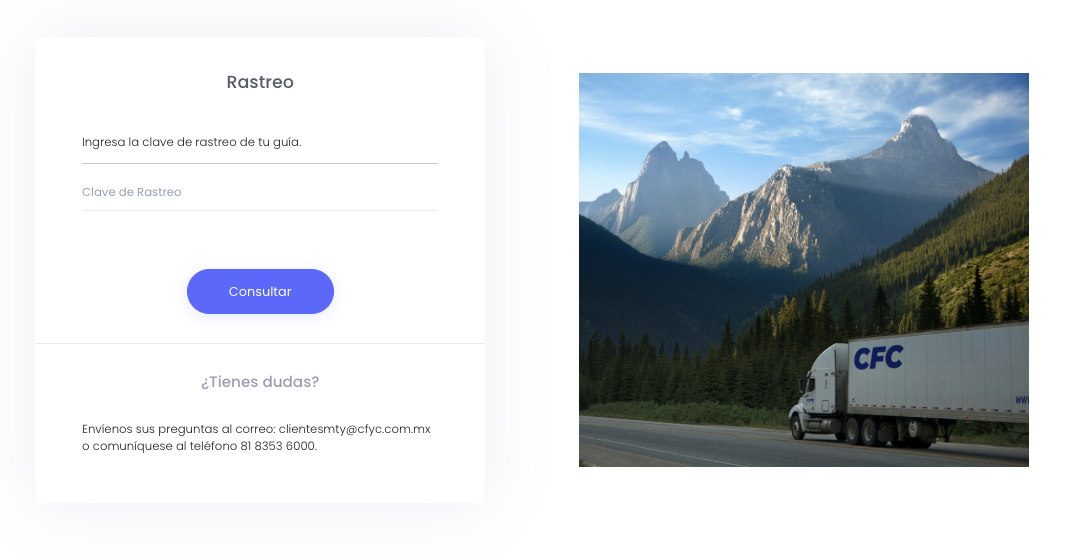 Página de rastreo CFC