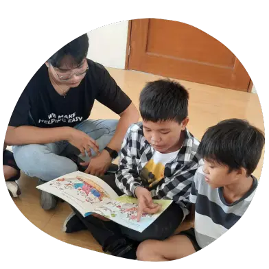 Three People Reading One Book