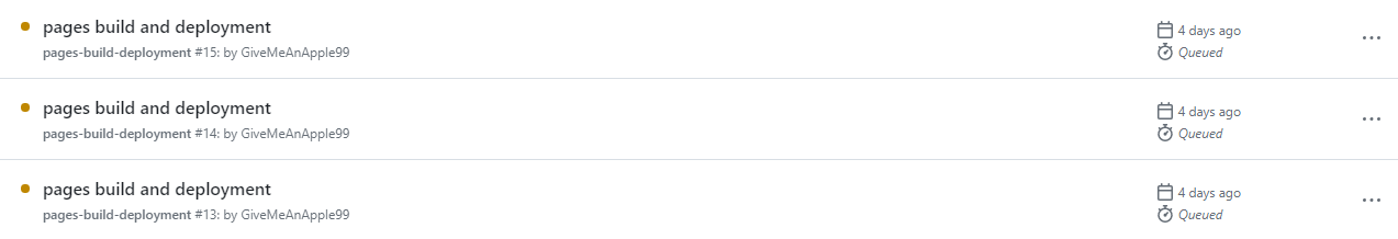pages build and deployment stuck in Queued
