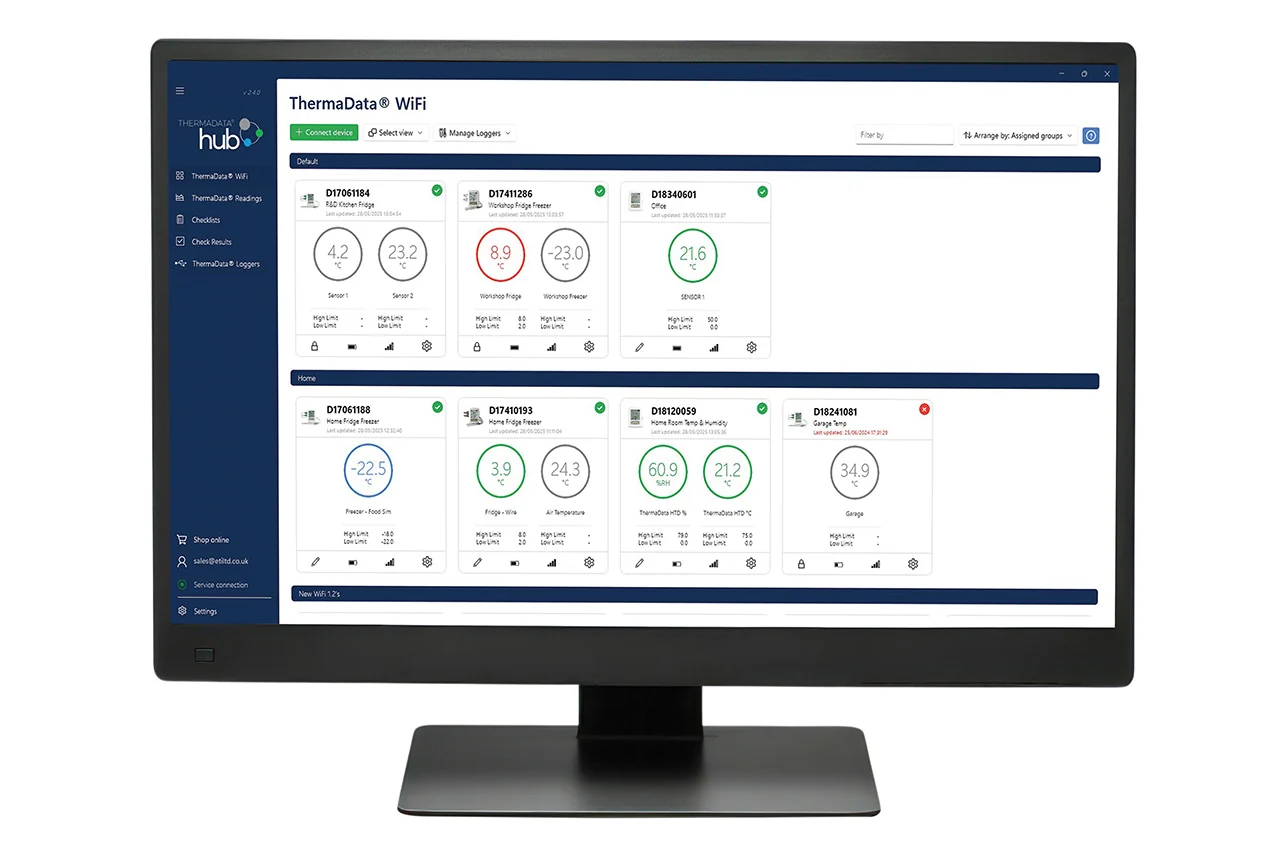 ThermaData HUB — logiciel HACCP sur ordinateur