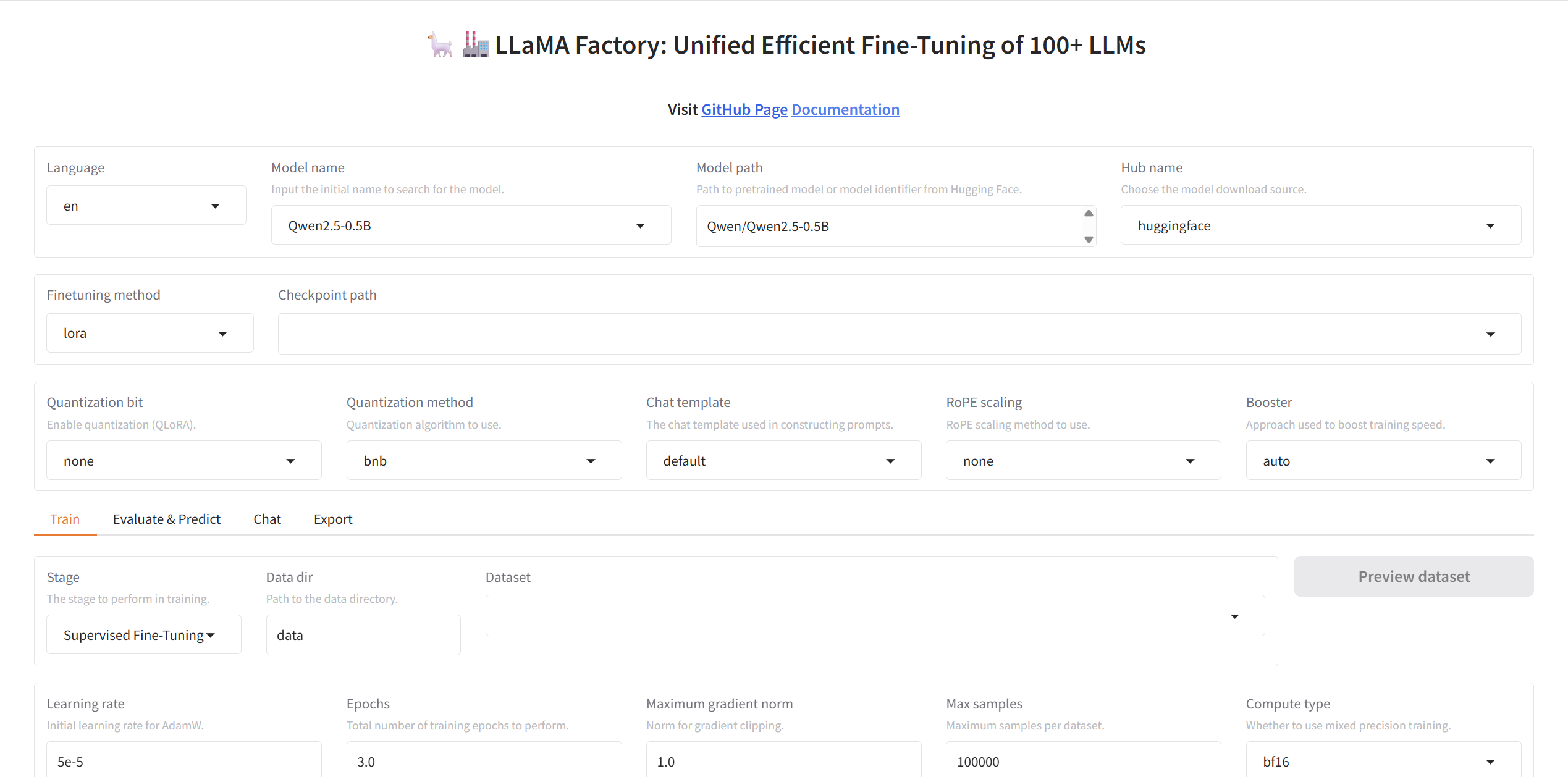 LLaMA-Factory Web UI