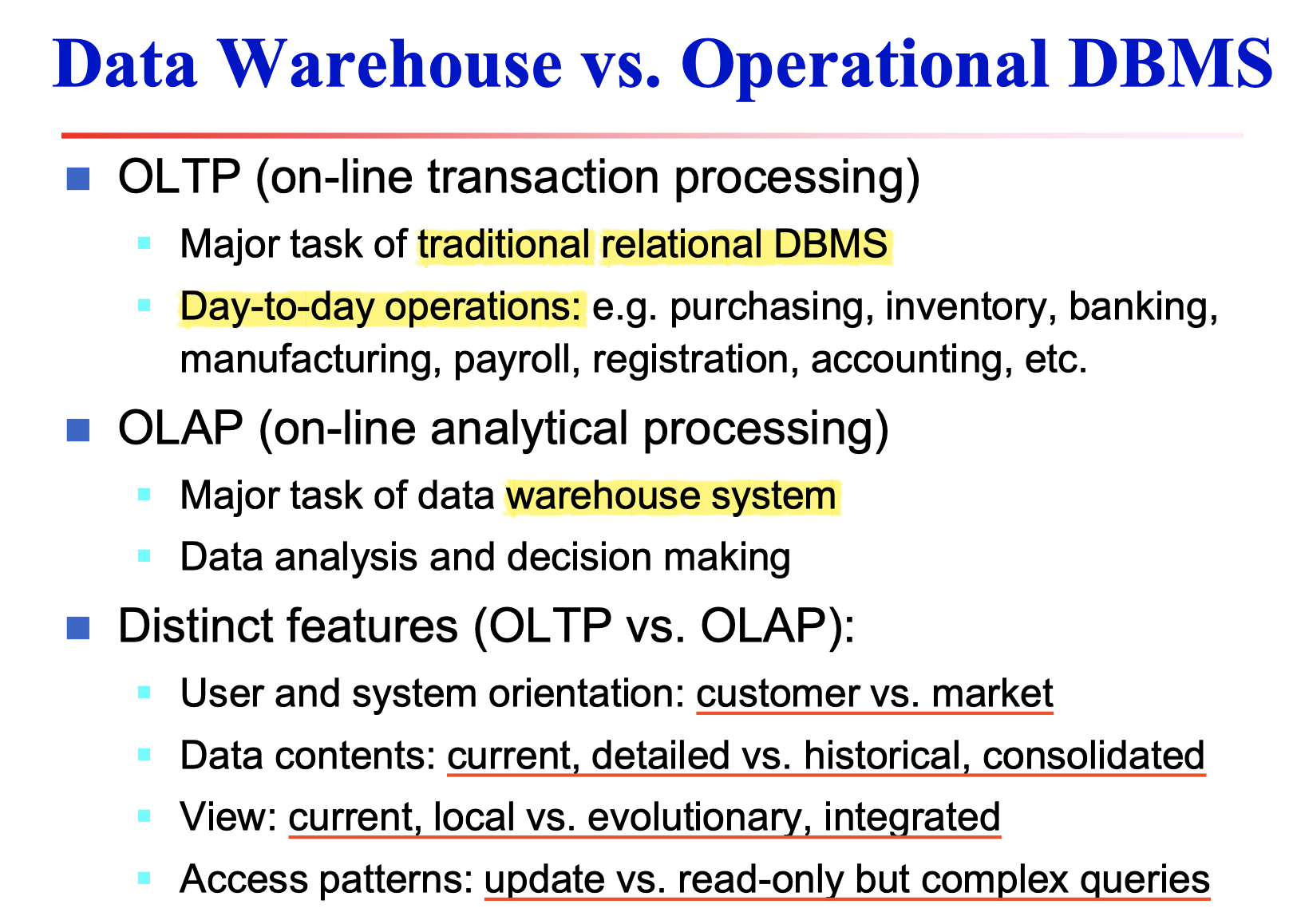 OLTP and OLAP