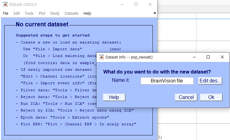 Select channels and time window 2