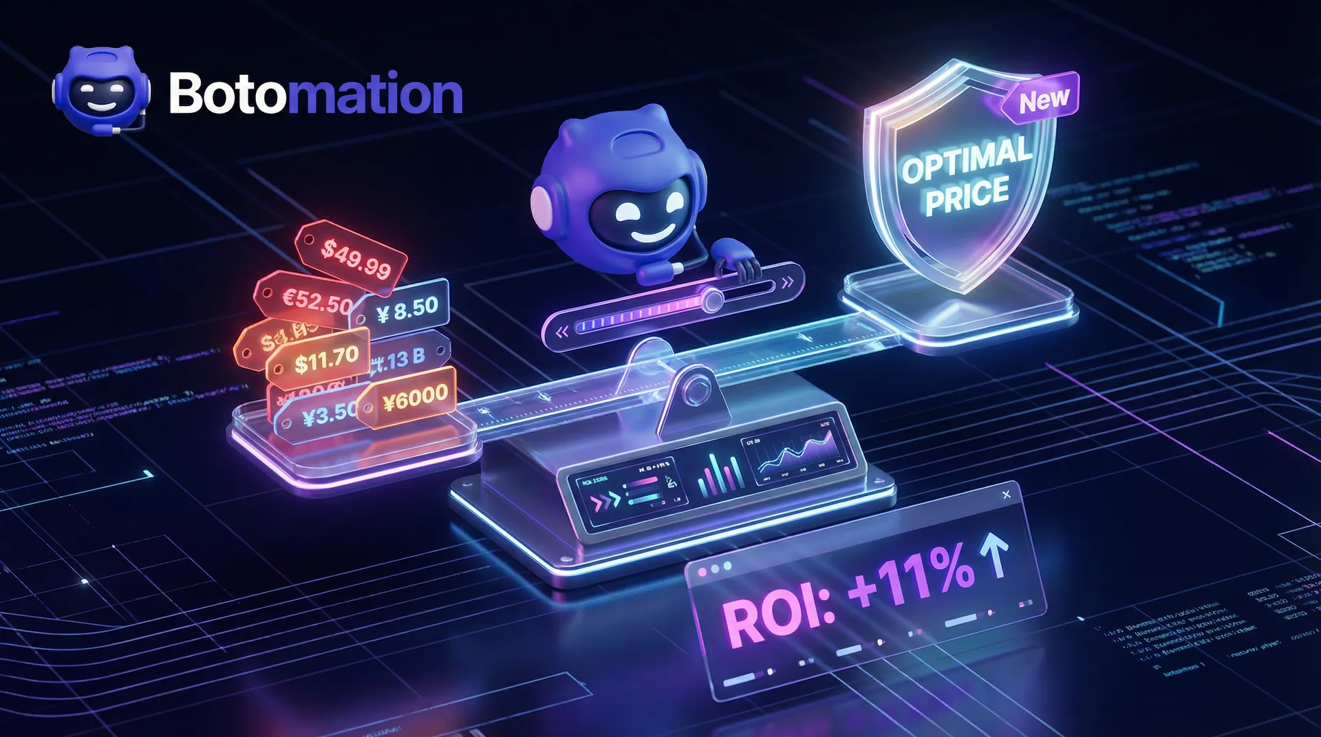 Visualizing dynamic pricing strategies with a digital interface adjusting product prices in real-time based on competitor market data to maximize pricing data extraction benefits.