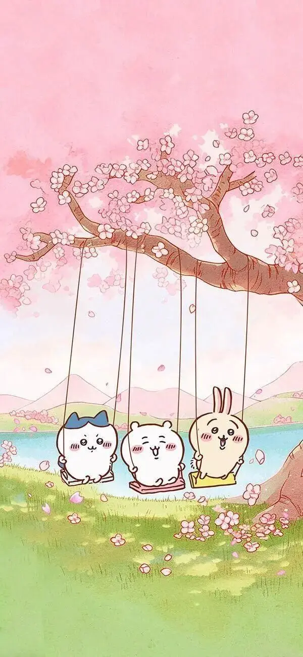 春日乐悠悠，笑靥盈枝头 - IP形象 / 乌萨奇 - 插画 萌宠 樱花 高清壁纸