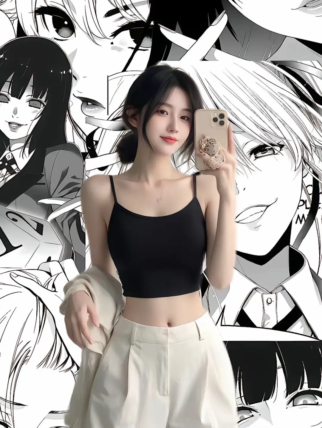 漫画墙前自拍的时尚女孩 - 人像 / 插画 - 漫画风格 时尚女孩 自拍 高清壁纸