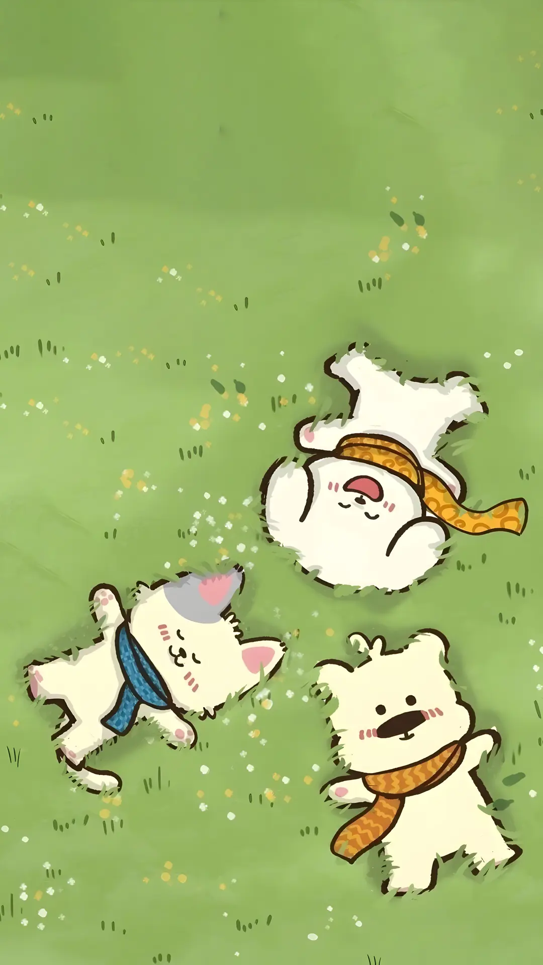 阳光下的快乐玩耍 - 插画 / 萌宠 - 插画 萌宠 白色小动物 高清壁纸
