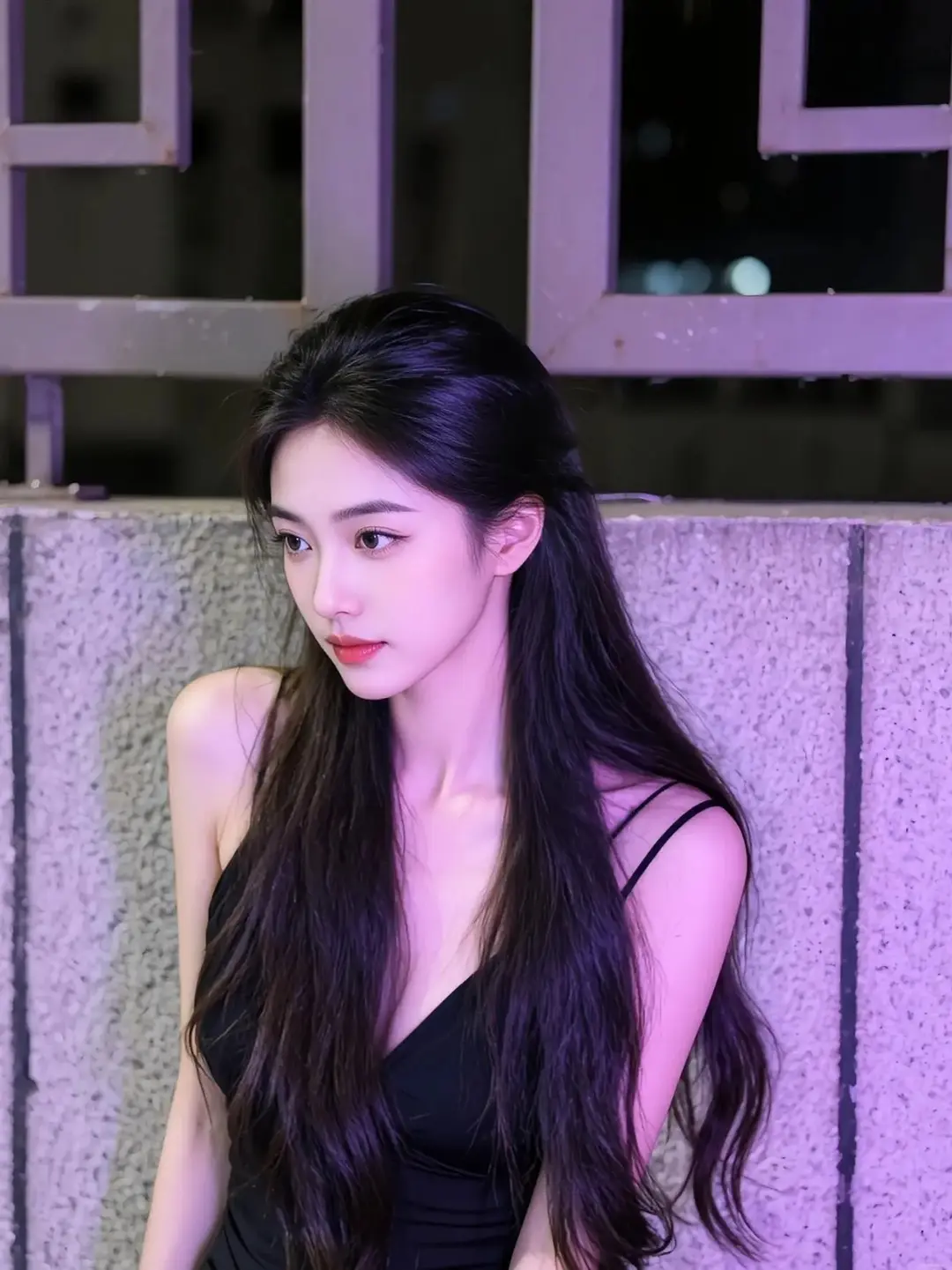 紫色夜晚的神秘女郎 - 人像 / 魅力 - 魅力 夜景 长发 高清壁纸