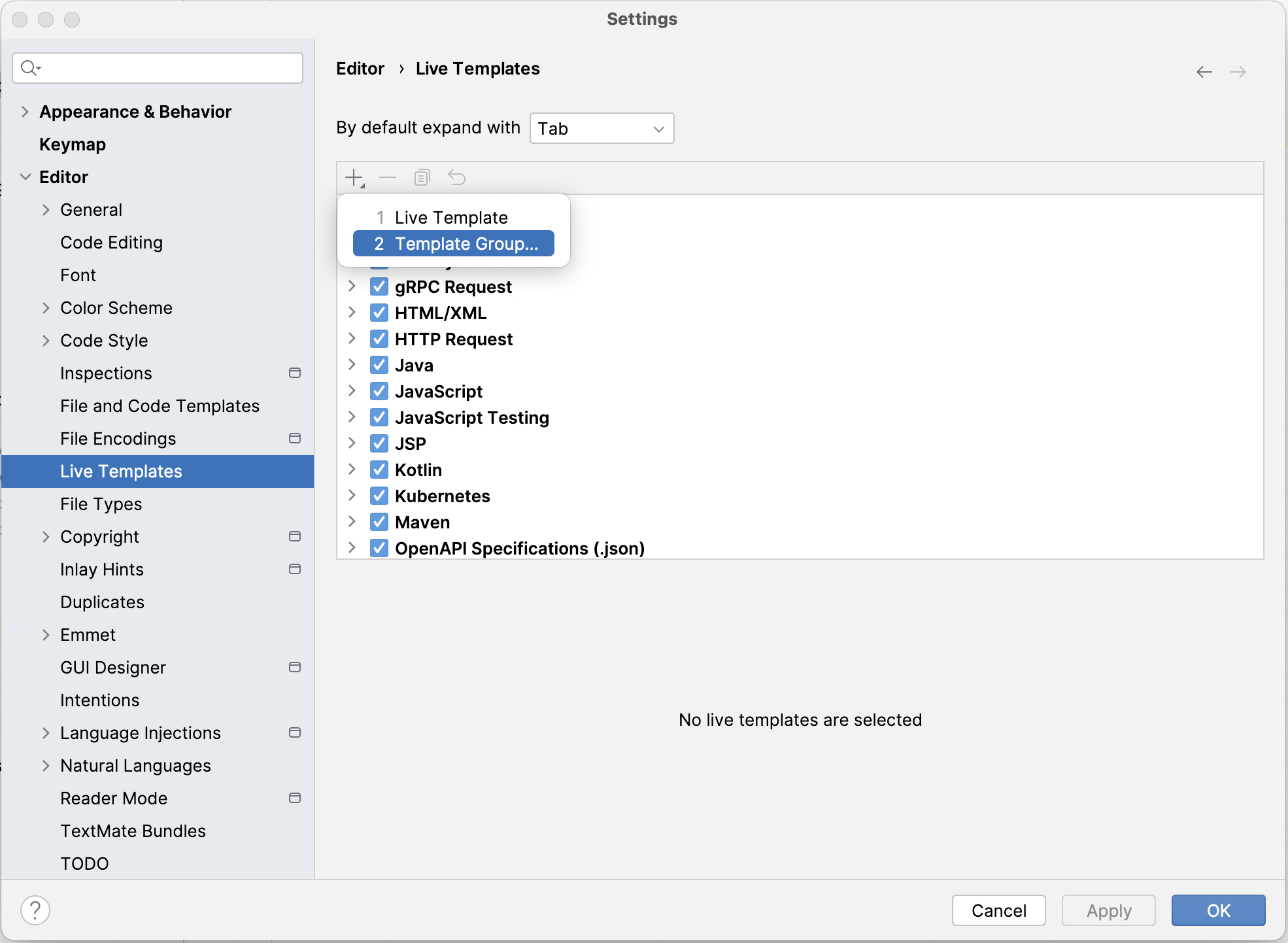 create a new tmplate groups