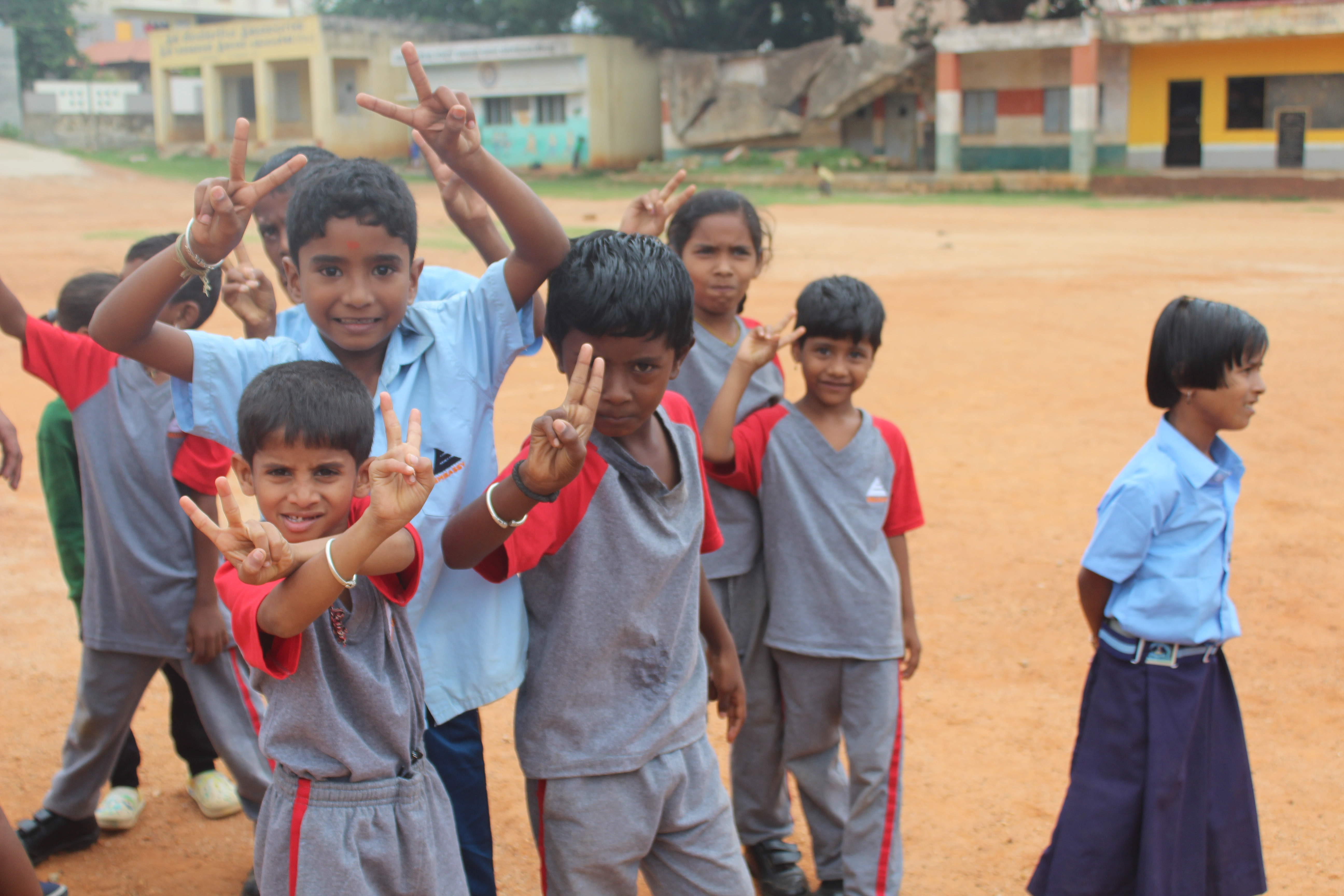 Volunteers interacting with students