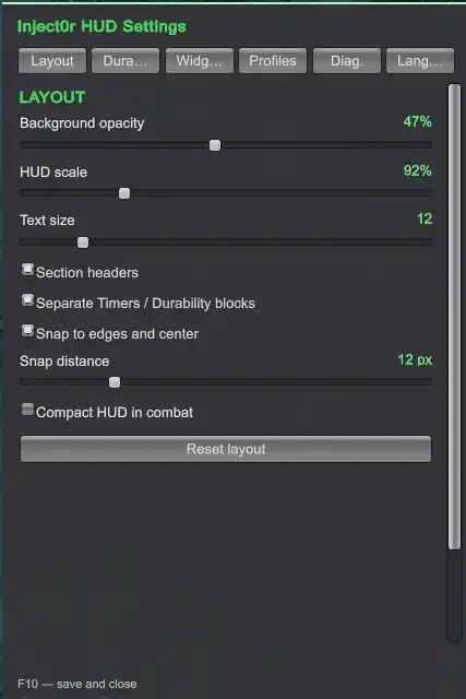 Layout settings