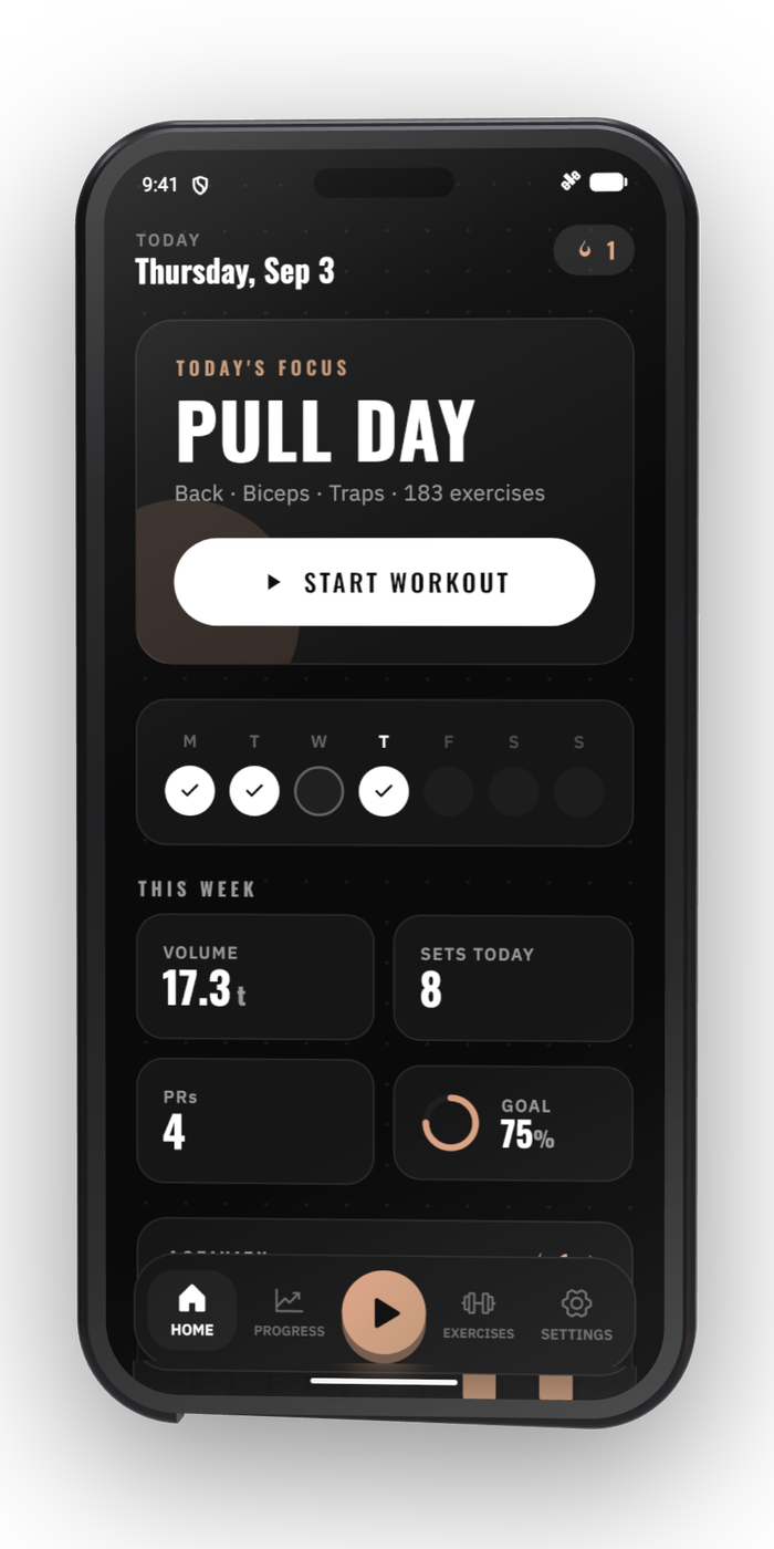 GymMane home screen
