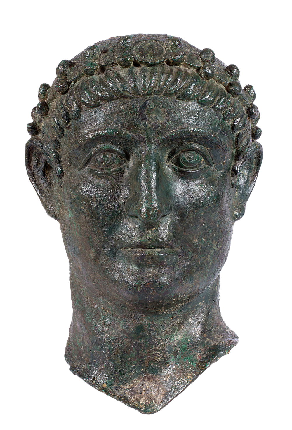 Roman bronze sculpture, head of Constantine the Great, Naissus, 4th century