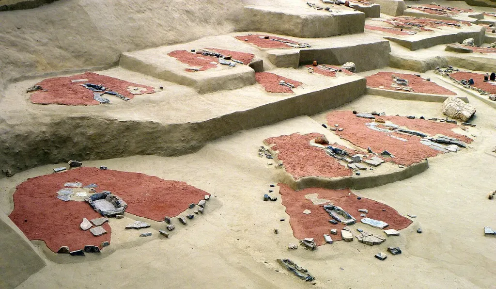 Red Red-plastered house foundations at Lepenski Vir