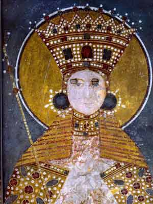 Frescoe depicting queen Simoninda, Gračanica Monastery, 14th century