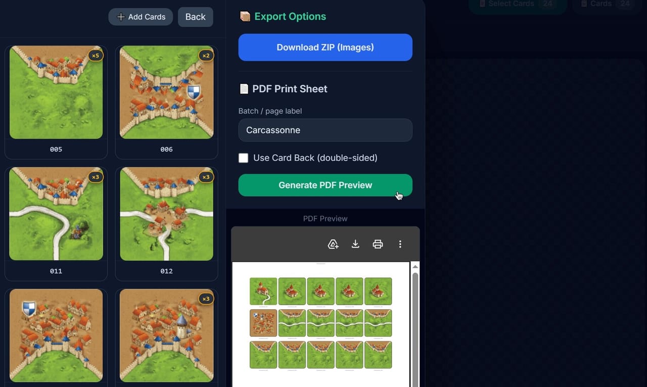Card Sheet Generator