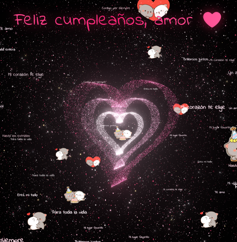 Vista previa del código 💕🎂Galaxia de Corazones Por Tus Cumpleaños🎉💕
