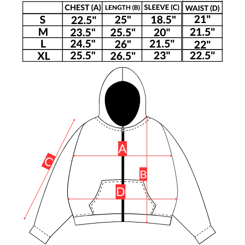 Size chart for Bleeding White