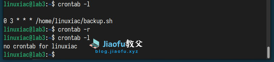 如何在Linux上使用定时任务(教程+示例) 7 删除当前用户定时任务文件