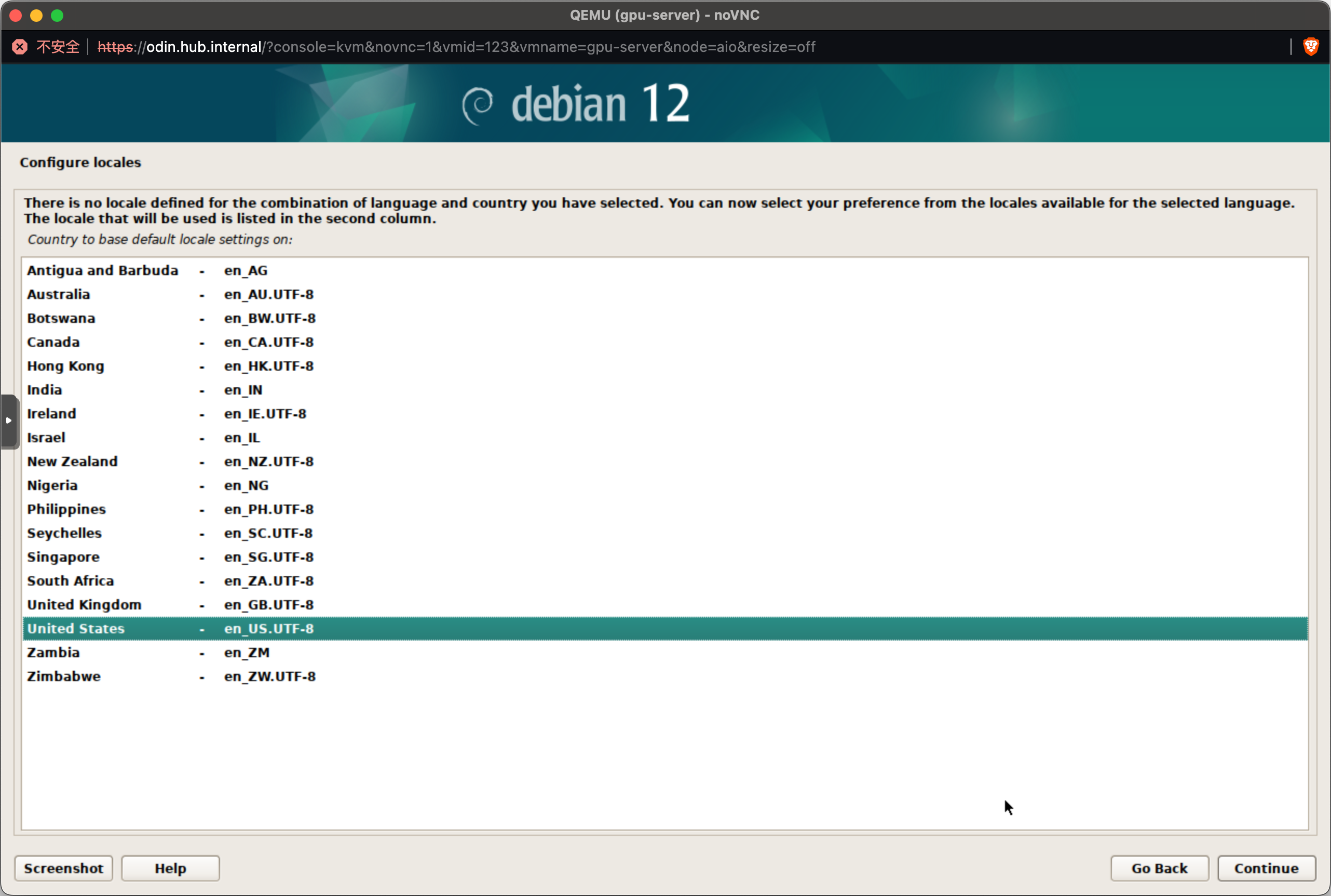 Configure locales