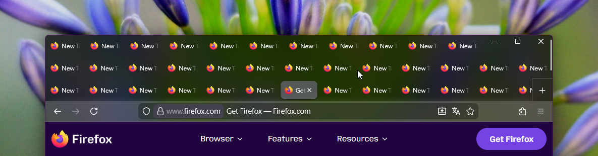 Tabs extend beneath control buttons
