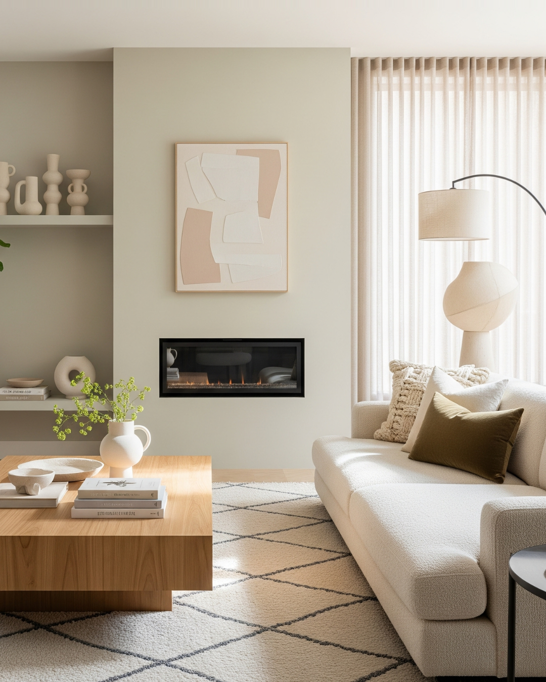 A bright dining room with wooden furniture