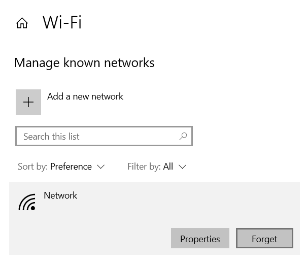 管理已保存的网络