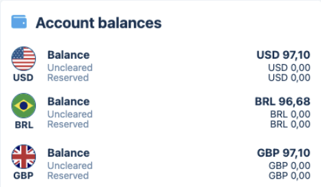 Example of BRL account balance