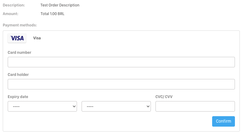 Example of payment page in BRL