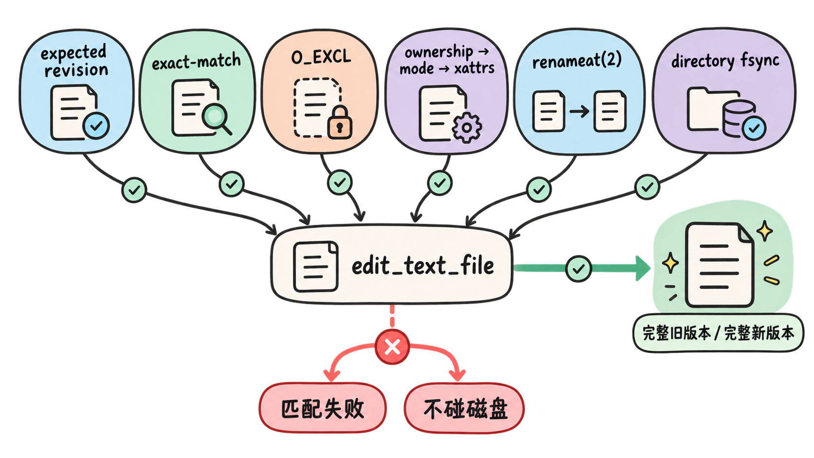 edit_text_file 的 revision、exact-match 与原子发布约束