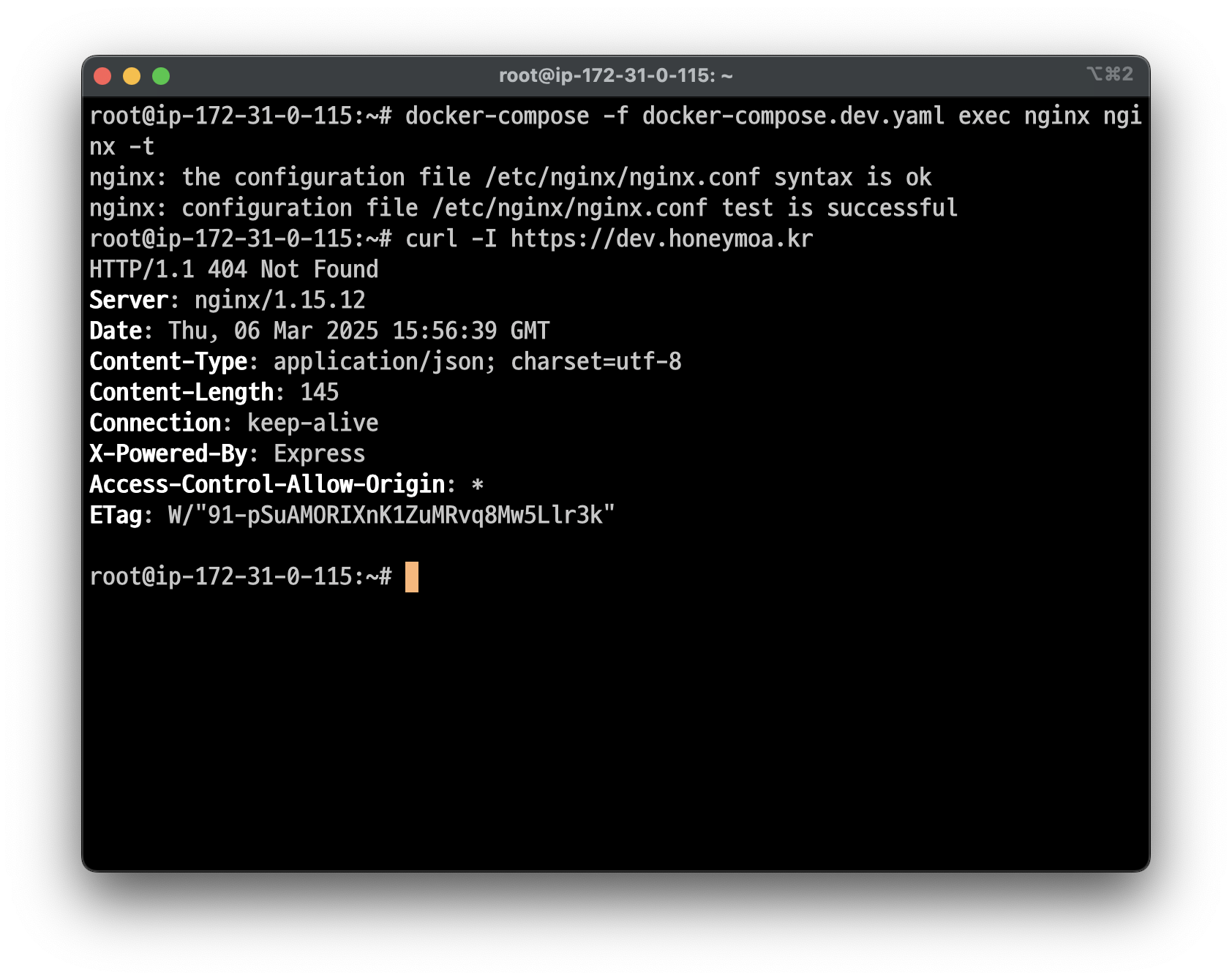 docker-compose nginx 실행 확인