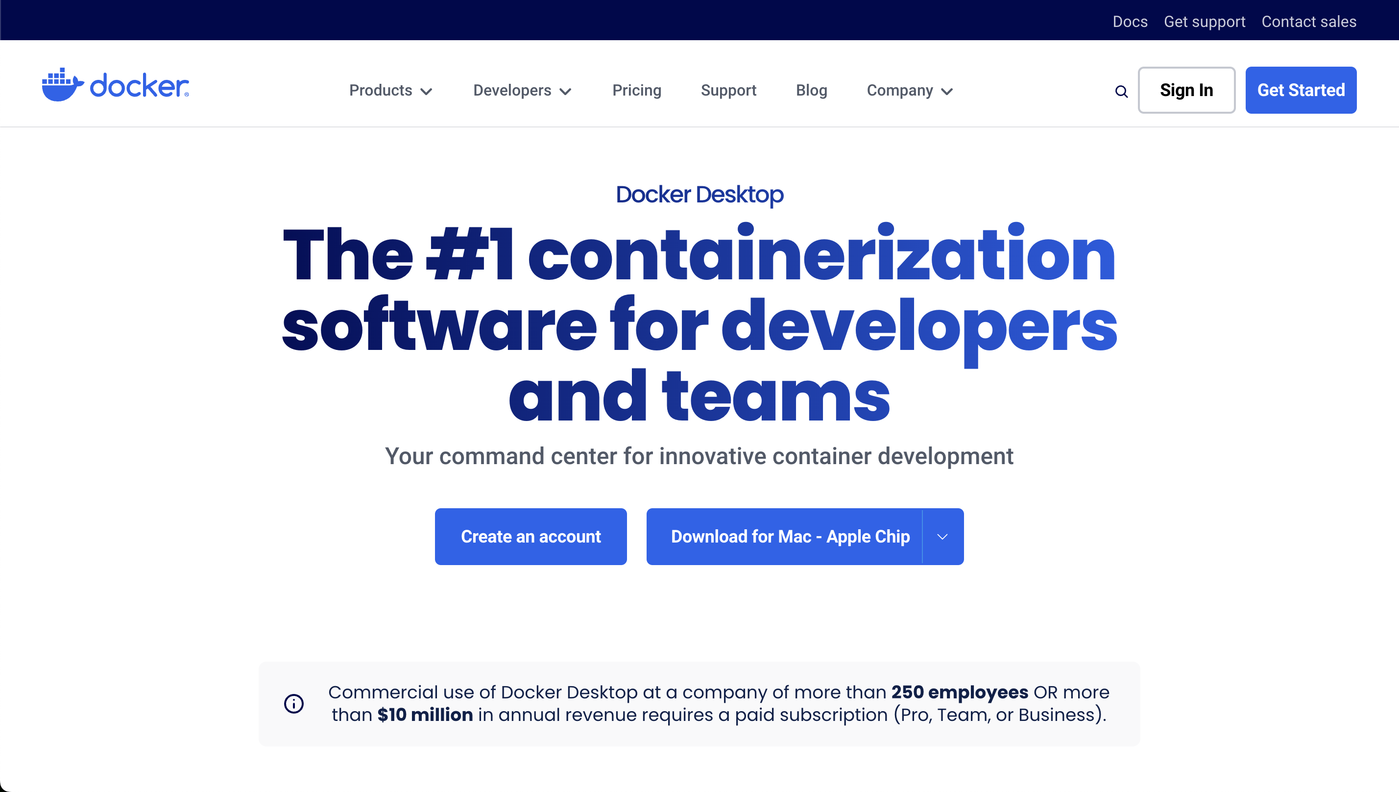 Docker 다운로드 페이지