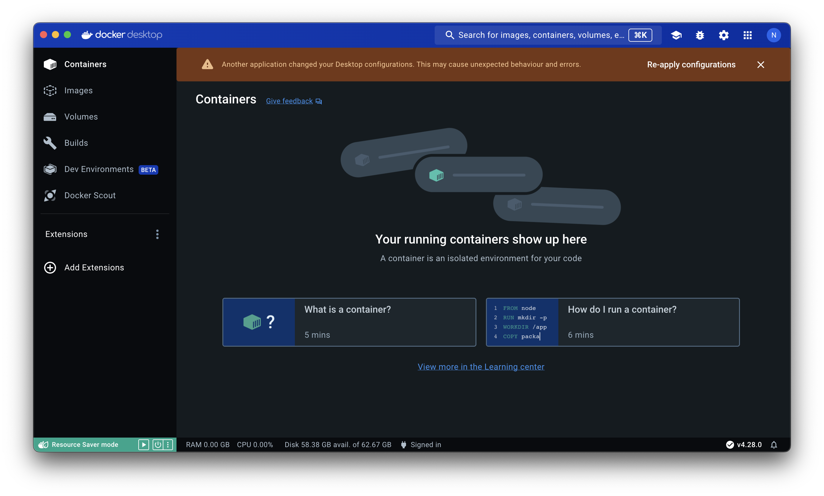 Docker 메인화면