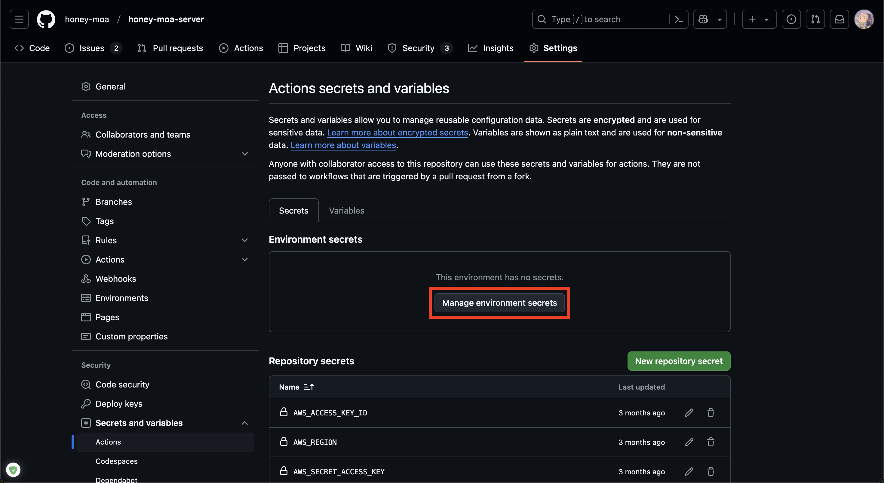 GitHub Secrets 설정