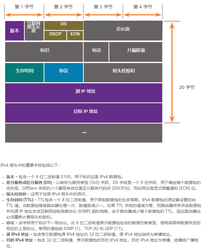 IPv4数据包报头中的字段