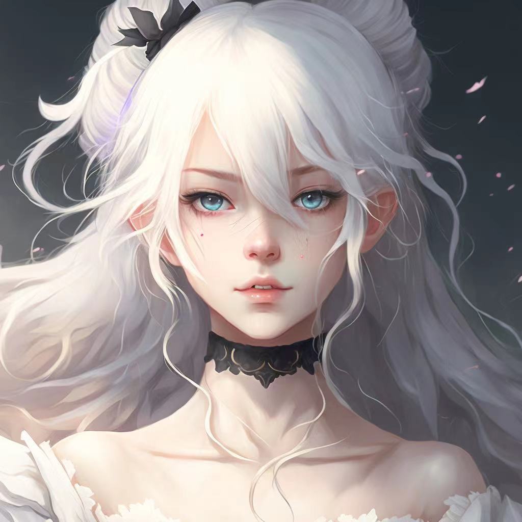 a girl with white hair