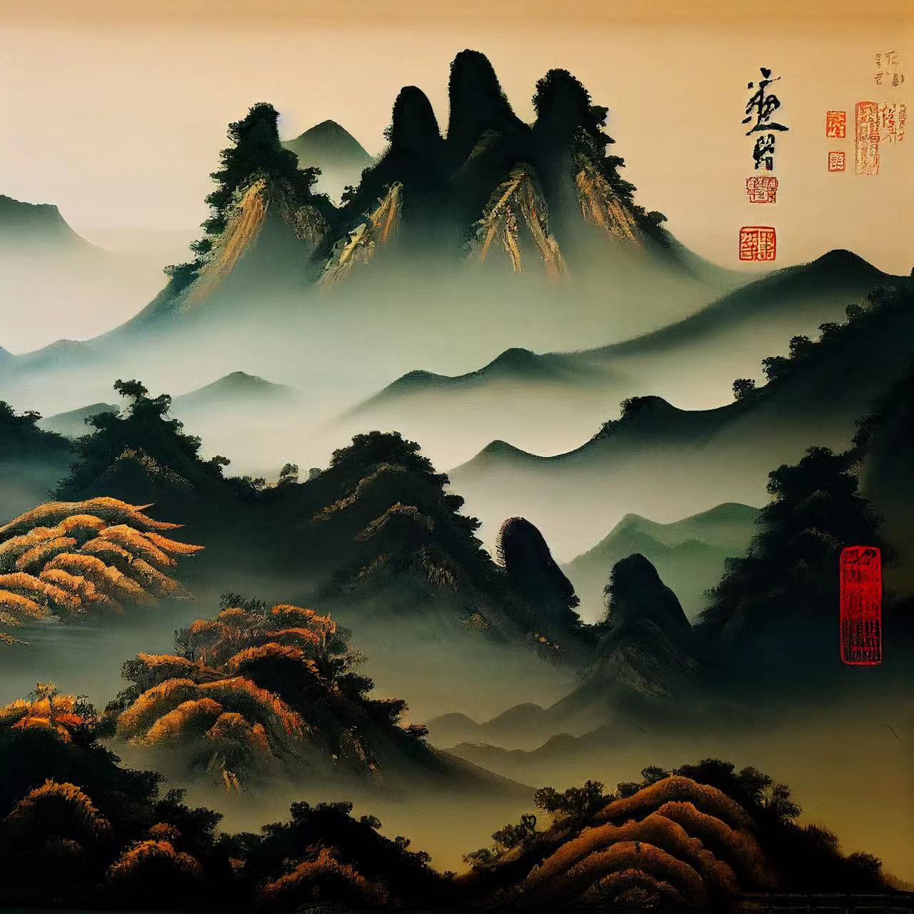 prompt: chinese landscape painting