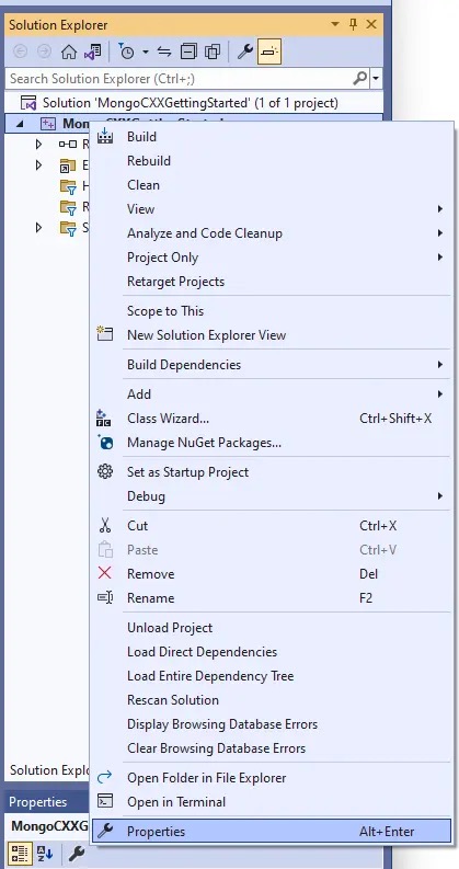 Microsoft Visual Studio solution properties