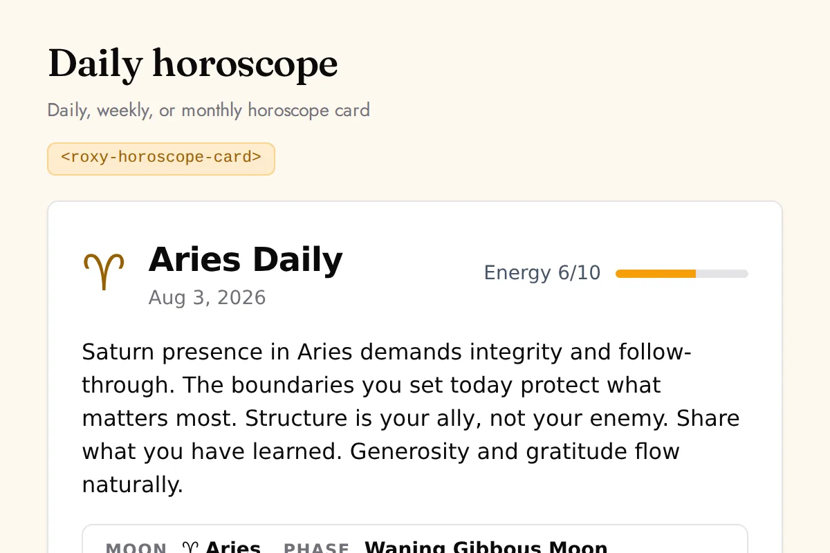 Horoscope card: Daily, weekly, or monthly horoscope card