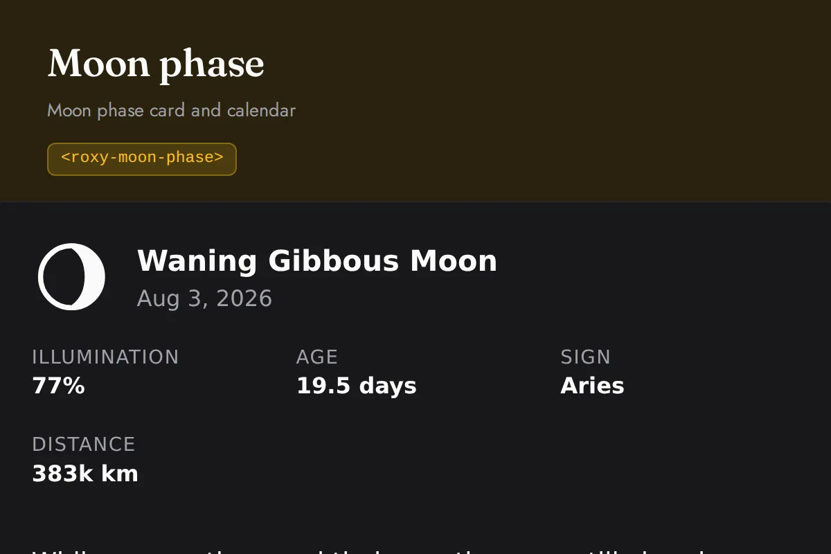 Moon phase: Moon phase card and calendar