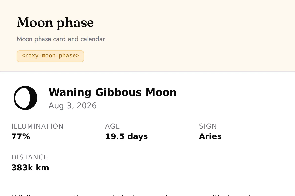 Moon phase: Moon phase card and calendar