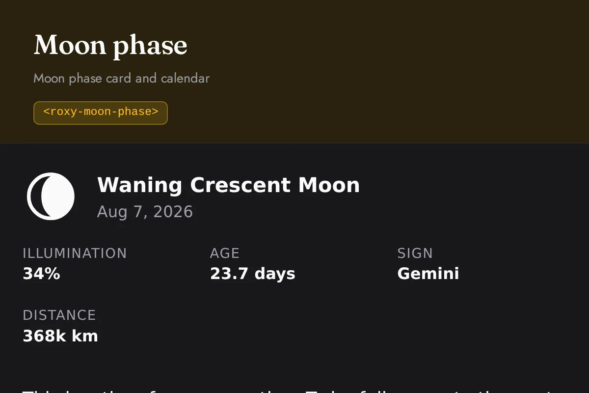 Moon phase: Moon phase card and calendar