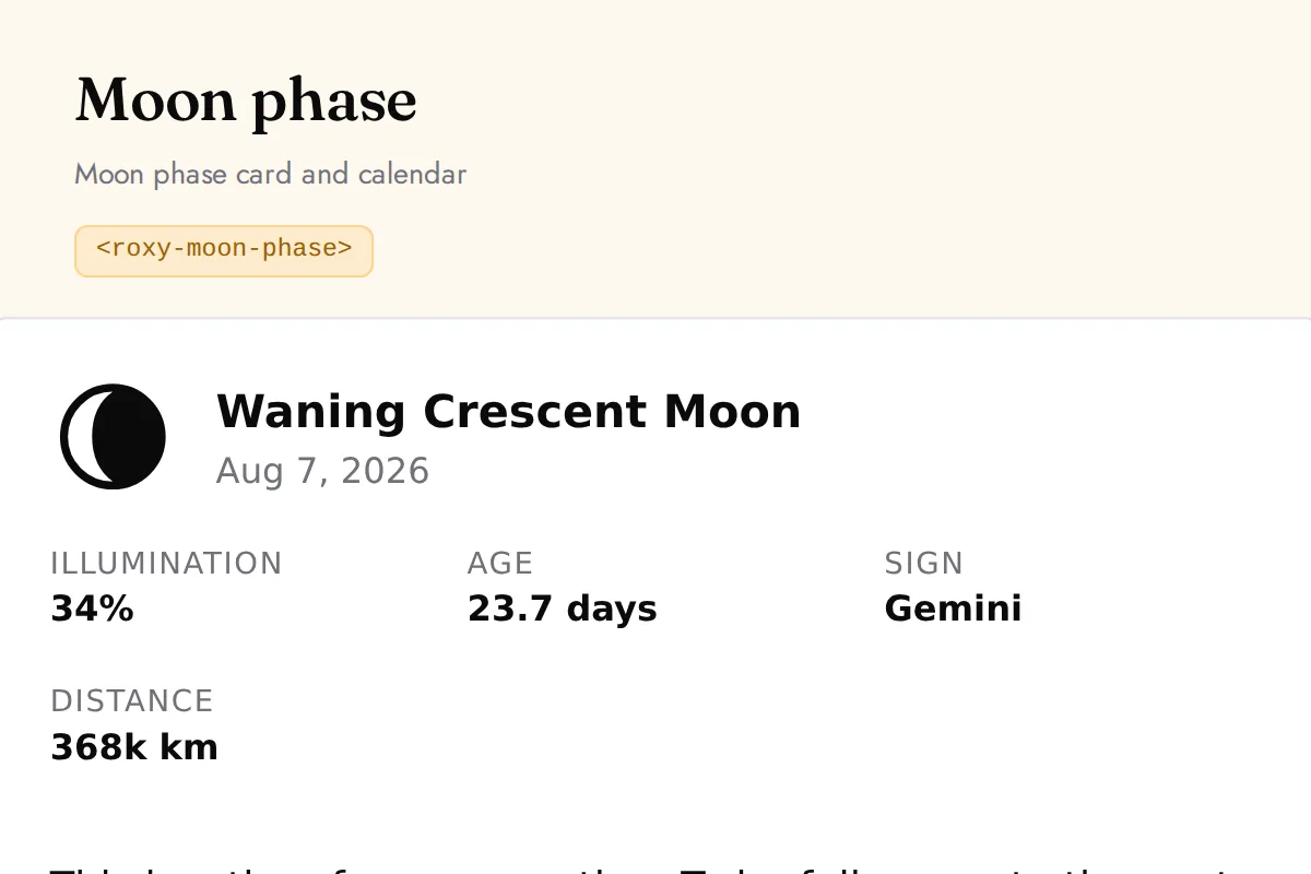 Moon phase: Moon phase card and calendar
