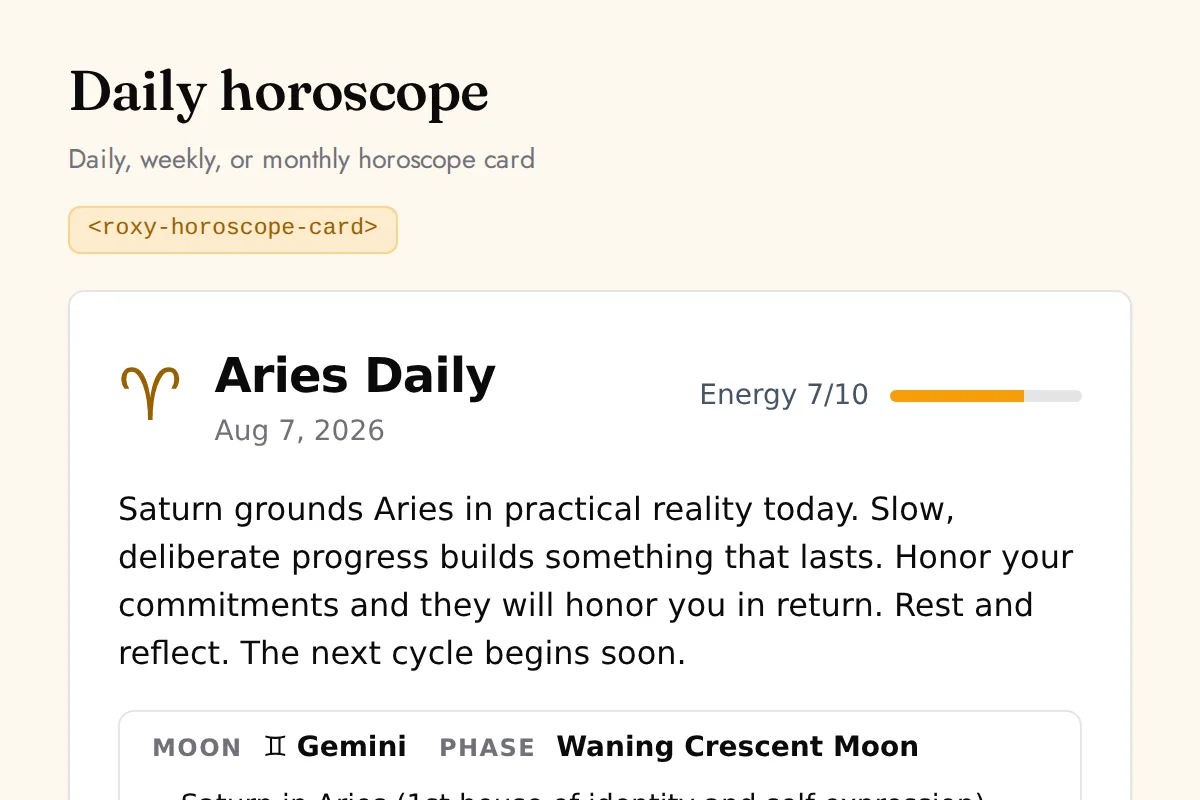 Horoscope card: Daily, weekly, or monthly horoscope card