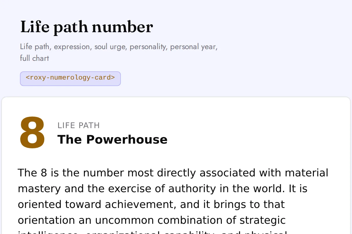 Numerology card: Life path, expression, soul urge, personality, personal year, full chart