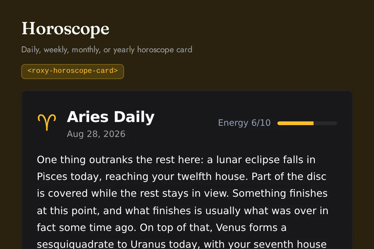 Horoscope card: Daily, weekly, monthly, or yearly horoscope card
