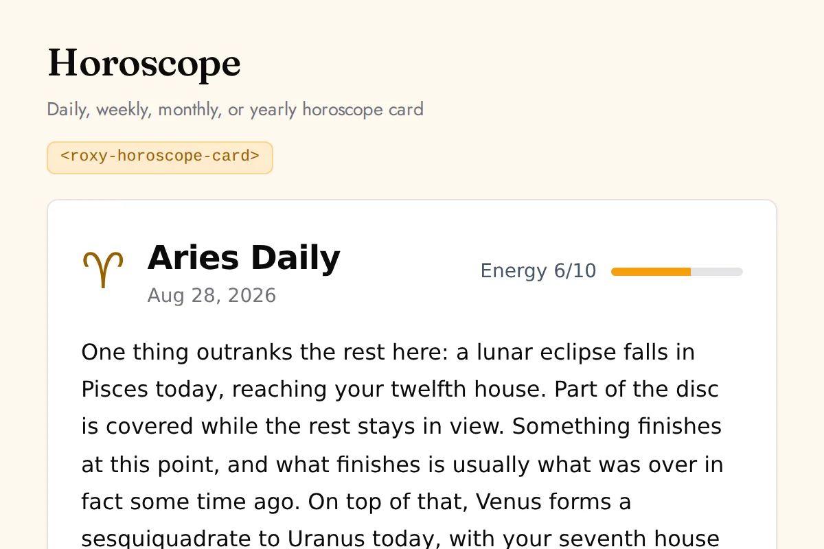 Horoscope card: Daily, weekly, monthly, or yearly horoscope card