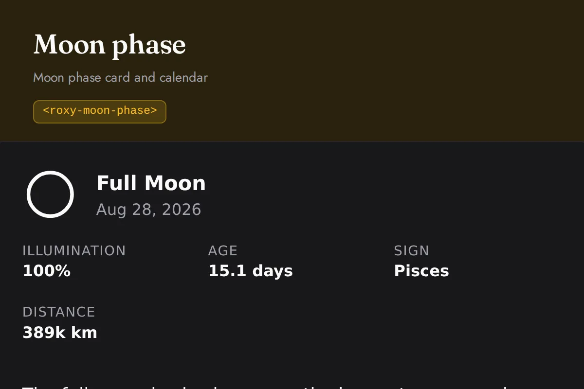 Moon phase: Moon phase card and calendar